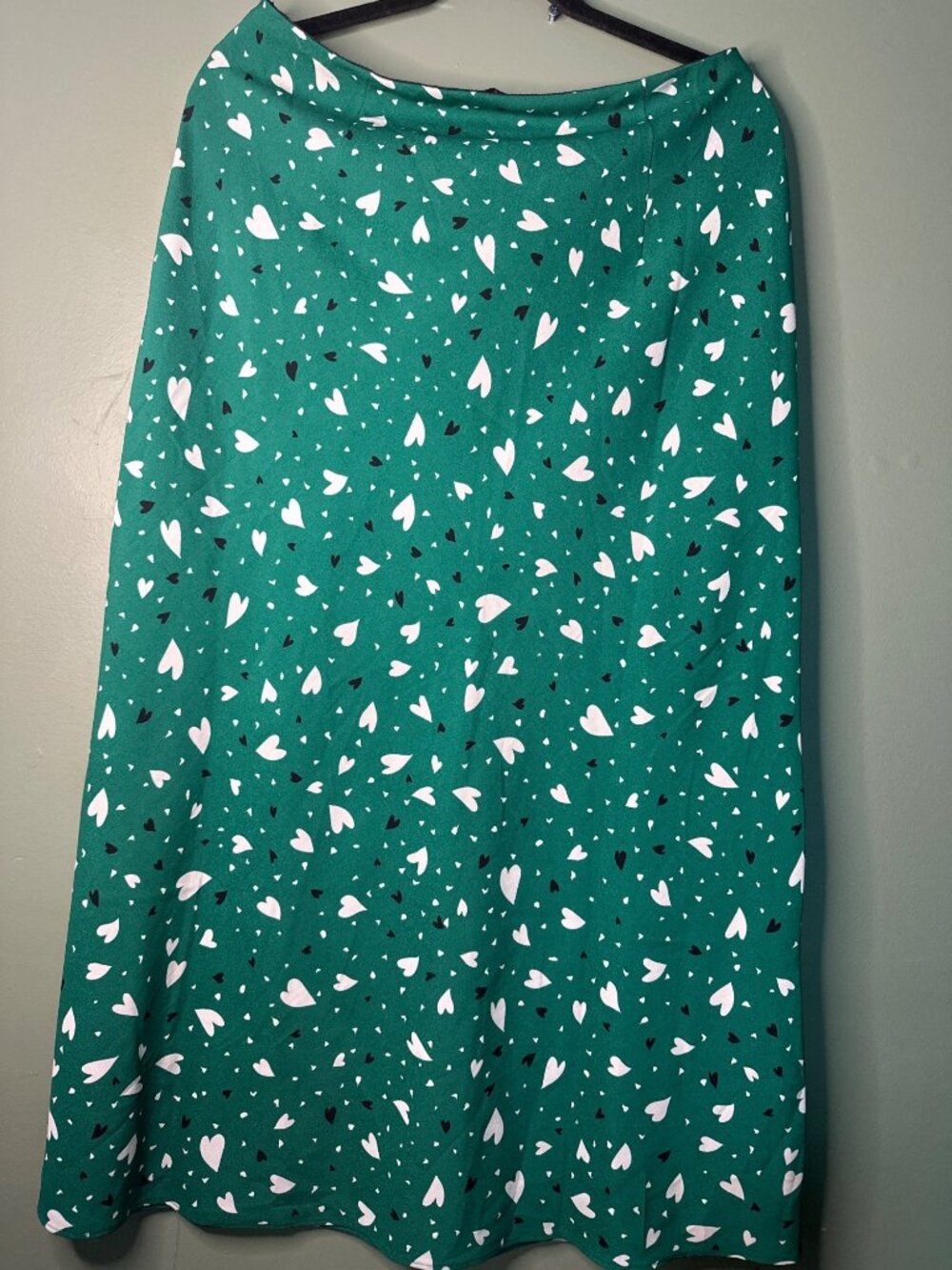 LOFT Green Floral Maxi Skirt Side Slit White Print Boho Size L romantic artsy - Picture 4 of 7